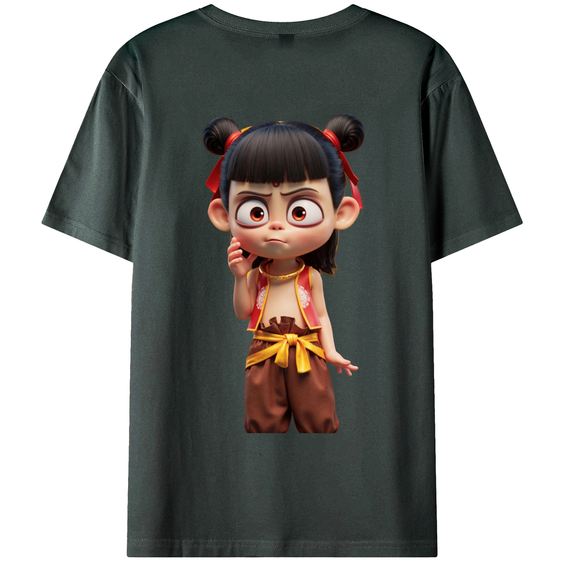 （画像用） Ne Zha 2 ナタ 魔童の大暴れ 綿100％ メンズ半袖Tシャツ（バックプリント） 通気性